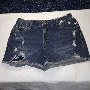 Maurices distressed denim "shortie" shorts
